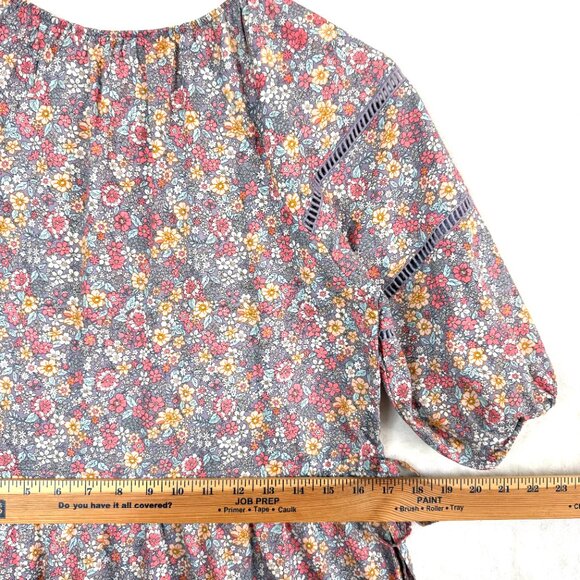 Calista Dakota Midi Poplin Tiered Dress Womens S Purple Micro Floral Cottage - Picture 7 of 10